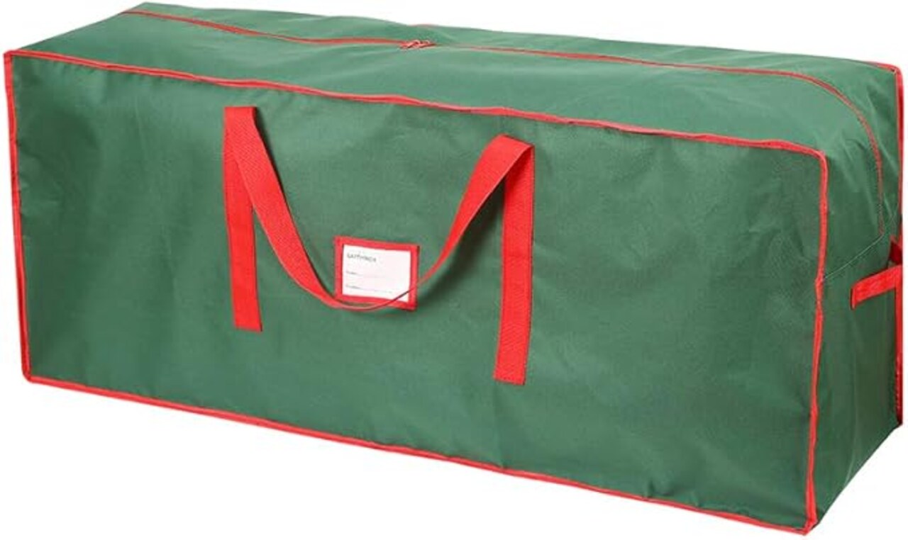 Christmas Tree Storage Bag,Fits Up to 6 ft Tall Artificial Tree,Heavy Duty 600D Canvas Green Christmas Tree Storage Container with Sleek Dual Zipper and Durable Handles,45" x 15" x 20"